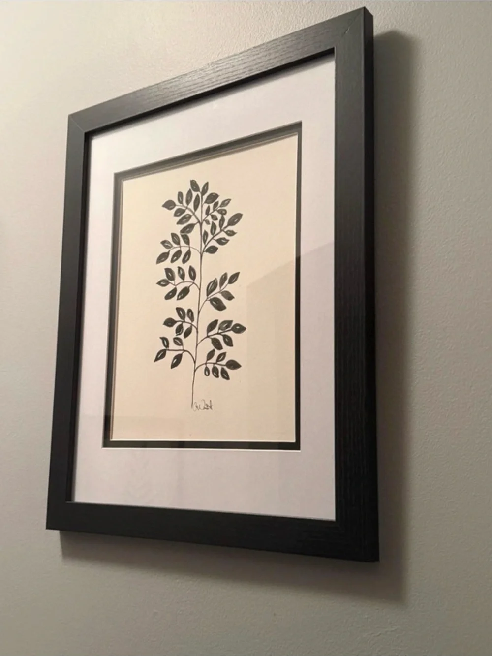 Original Minimalist watercolor painting-framed and double matted